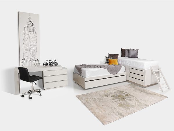 Cama Alta y Canguro - Okume Granito, Cama alta izquierda