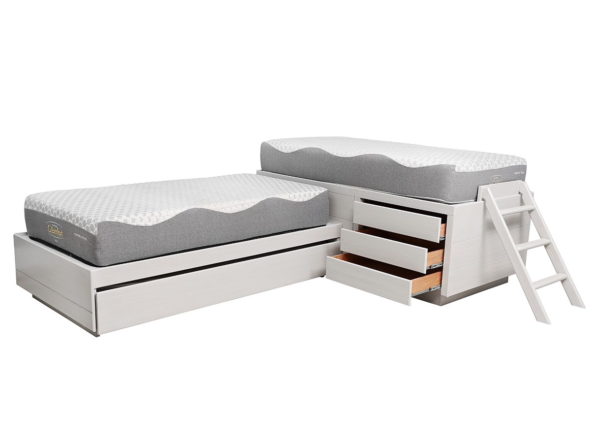 Cama Alta y Canguro - Okume Granito, Cama alta izquierda