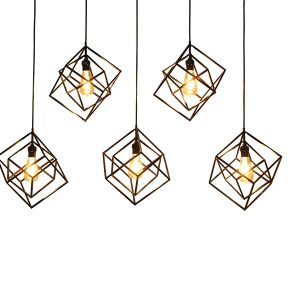 candil cubico 5 luces negro