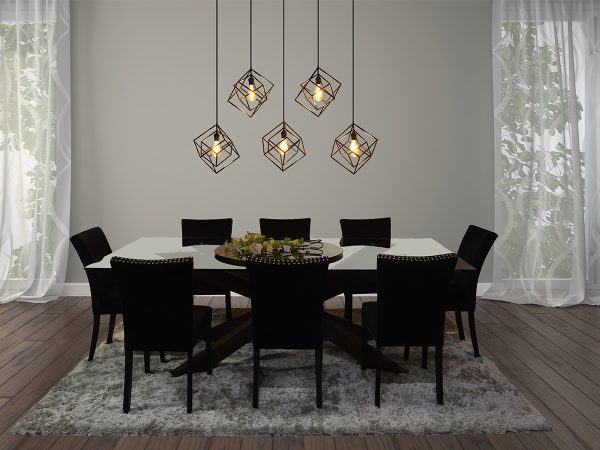 candil cubico 5 luces negro ambientejpg mubleria dkassa