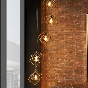candil cubico 6 luces oro amboentejpg mubleria dkassa