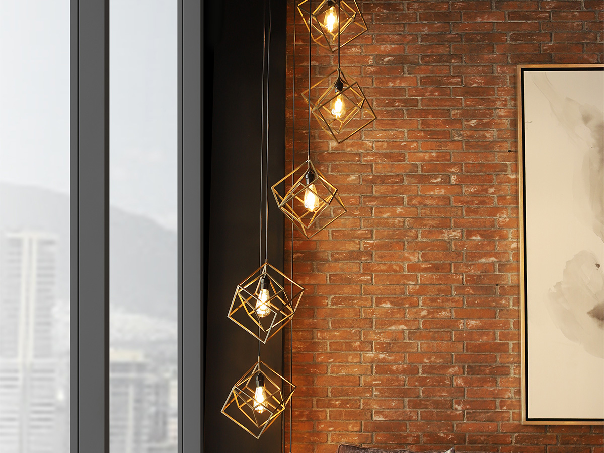 candil cubico 6 luces oro amboentejpg mubleria dkassa