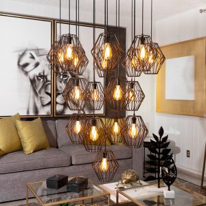 candil industrial diamante 17 luces negro ambiente2jpg mubleria dkassa