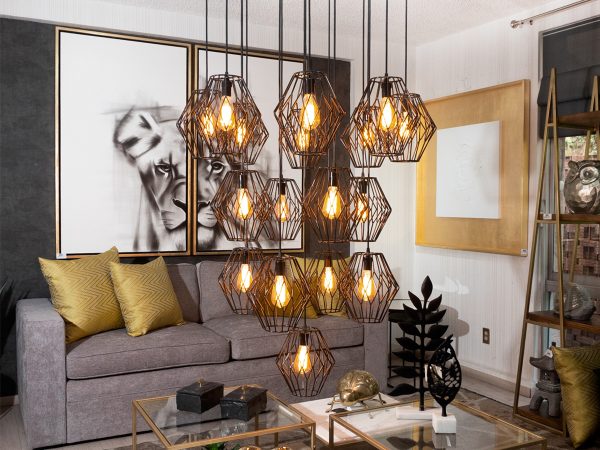 candil industrial diamante 17 luces negro ambiente2jpg mubleria dkassa