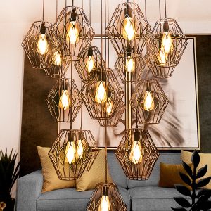 candil industrial diamante 17 luces negro ambiente3jpg mubleria dkassa