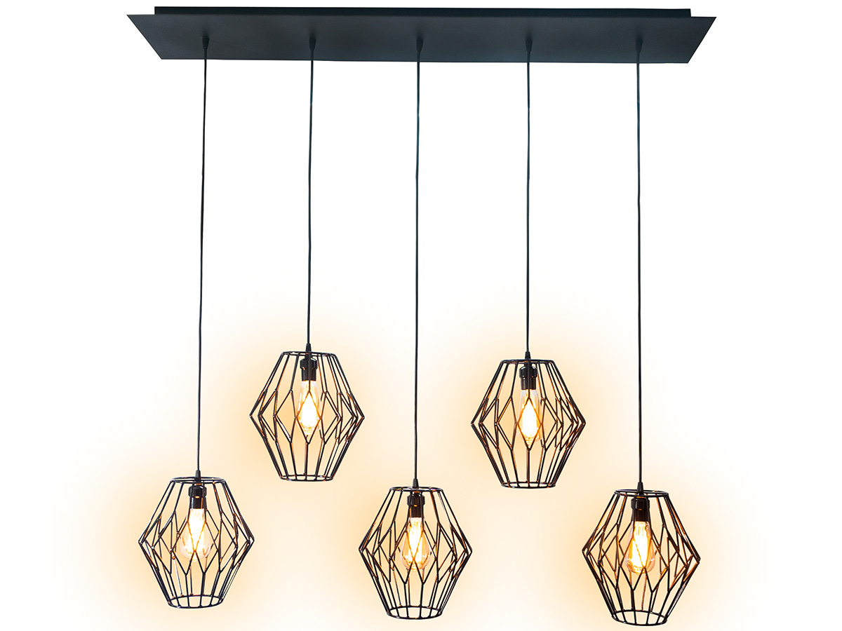 Candil Industrial Diamante 5luces negro f bco2 candil industrial diamante 5luces negro f bco2 mubleria dkassa