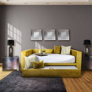 sofa cama canguro mostaza