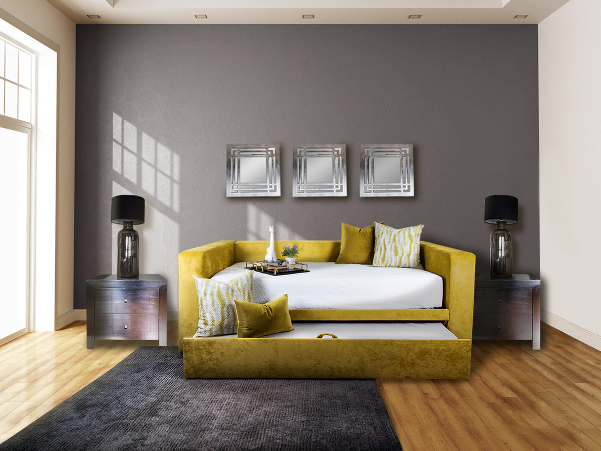 sofa cama canguro mostaza