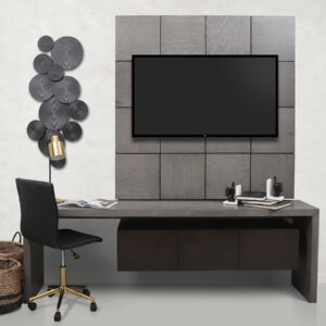 mueble tv y escritorio belgica okume na gravel mubleria dkassa