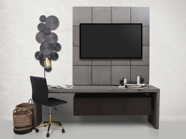 mueble tv y escritorio belgica okume na gravel mubleria dkassa