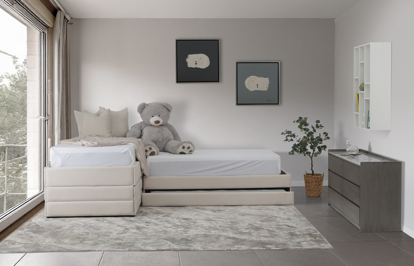 Cama alta 2 Cajones y Canguro Cama alta 2 Cajones y Canguro