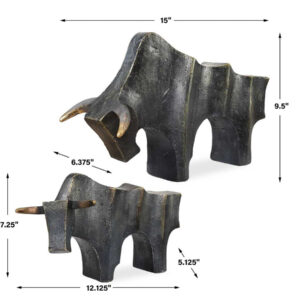 UTT089 REGAL BULL SCULPTURES S 2 18227 MEDIDAS