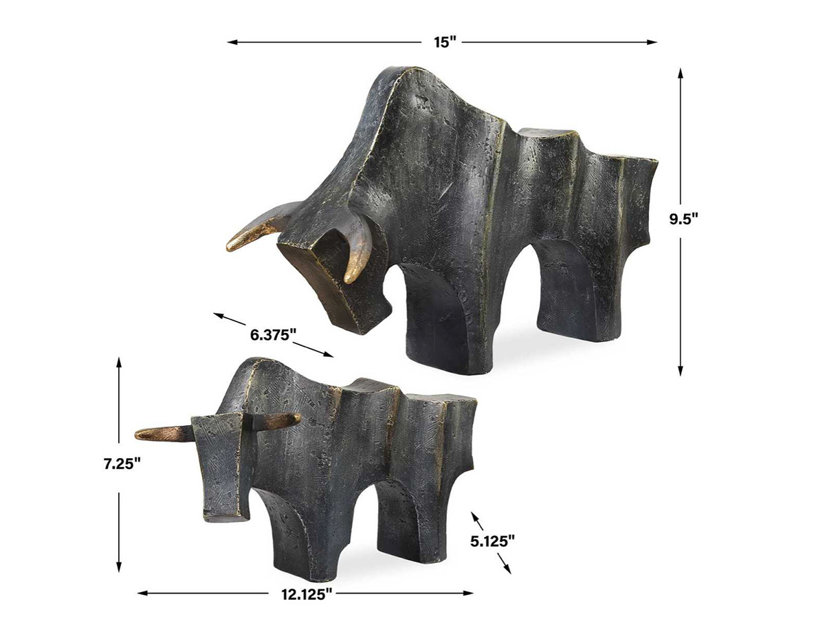 UTT089 REGAL BULL SCULPTURES S 2 18227 MEDIDAS