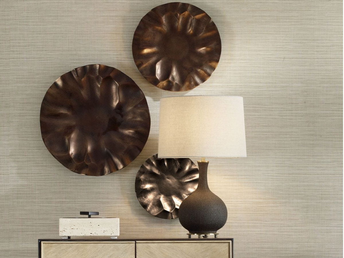 UTT103 PEONIA OUTDOOR WALL DECOR BRONZE SET 3 ambiente