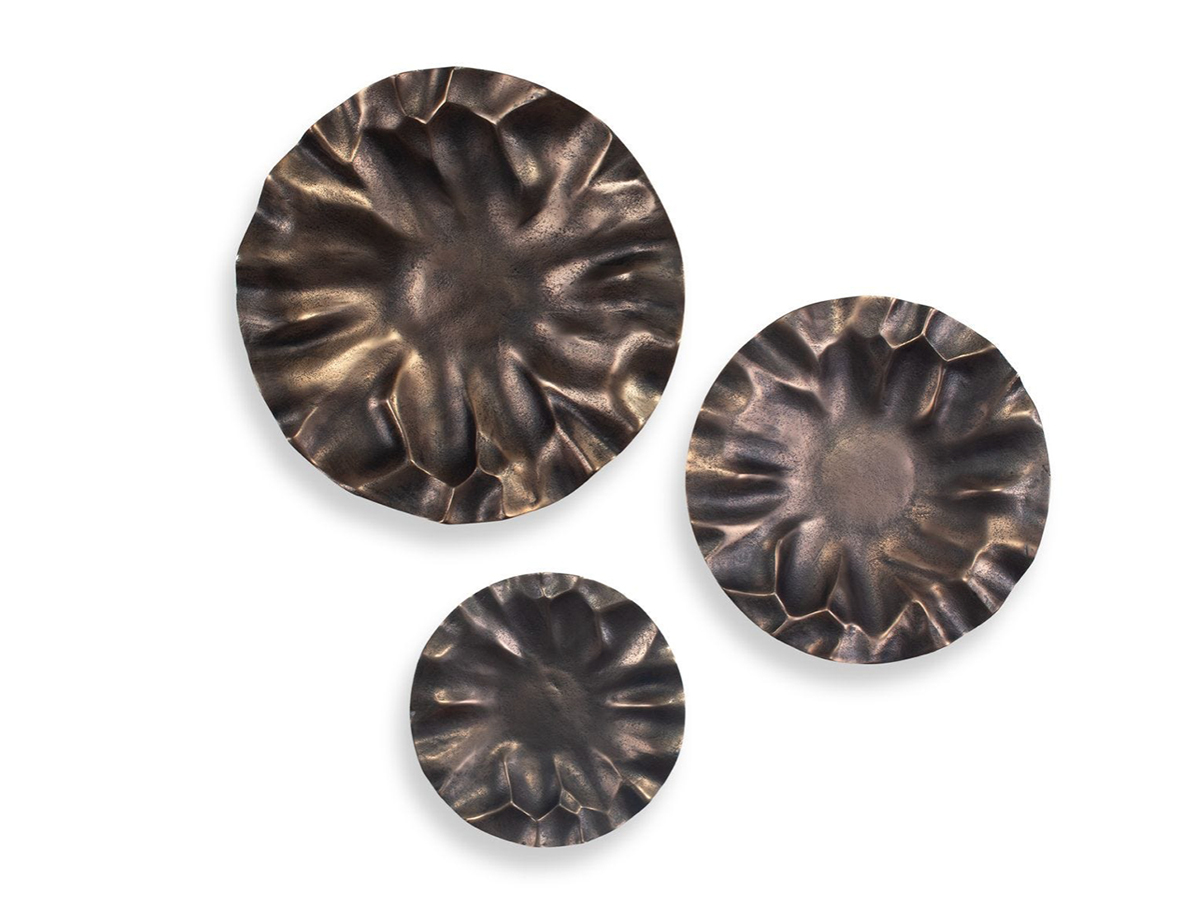 UTT103 PEONIA OUTDOOR WALL DECOR BRONZE SET 3 f bco