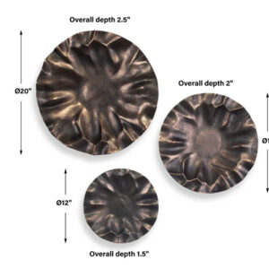 UTT103 PEONIA OUTDOOR WALL DECOR BRONZE SET 3 medidas