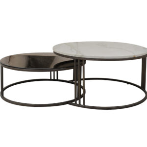 TAL356 MESAS INDUSTRIAL NIDO SIBAU CENTRO CIRCULAR BRONCE DORADO 90X40H Y 80X30H MYKONOS ESP.BRONCE jpg