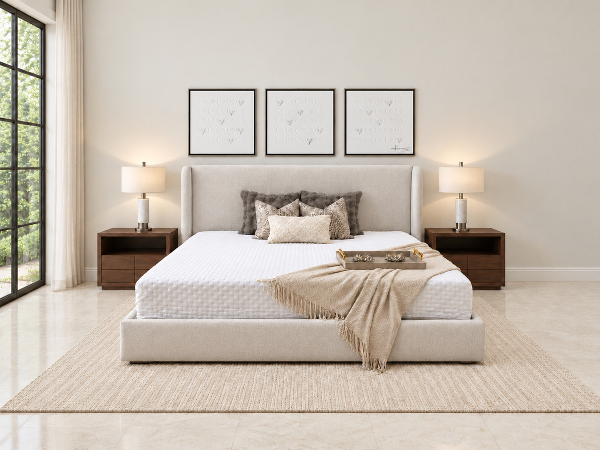 SHA310ATL358 CAMA MONACO KK POLARIS IVORY fondo blanco fambiente